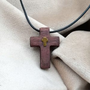 Mali krst od američkog oraha i krstića od pozlate